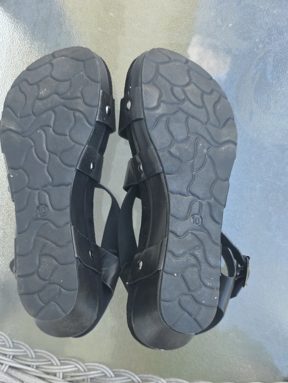 Natural Reflections Black Strappy Ankle Buckle Sandals